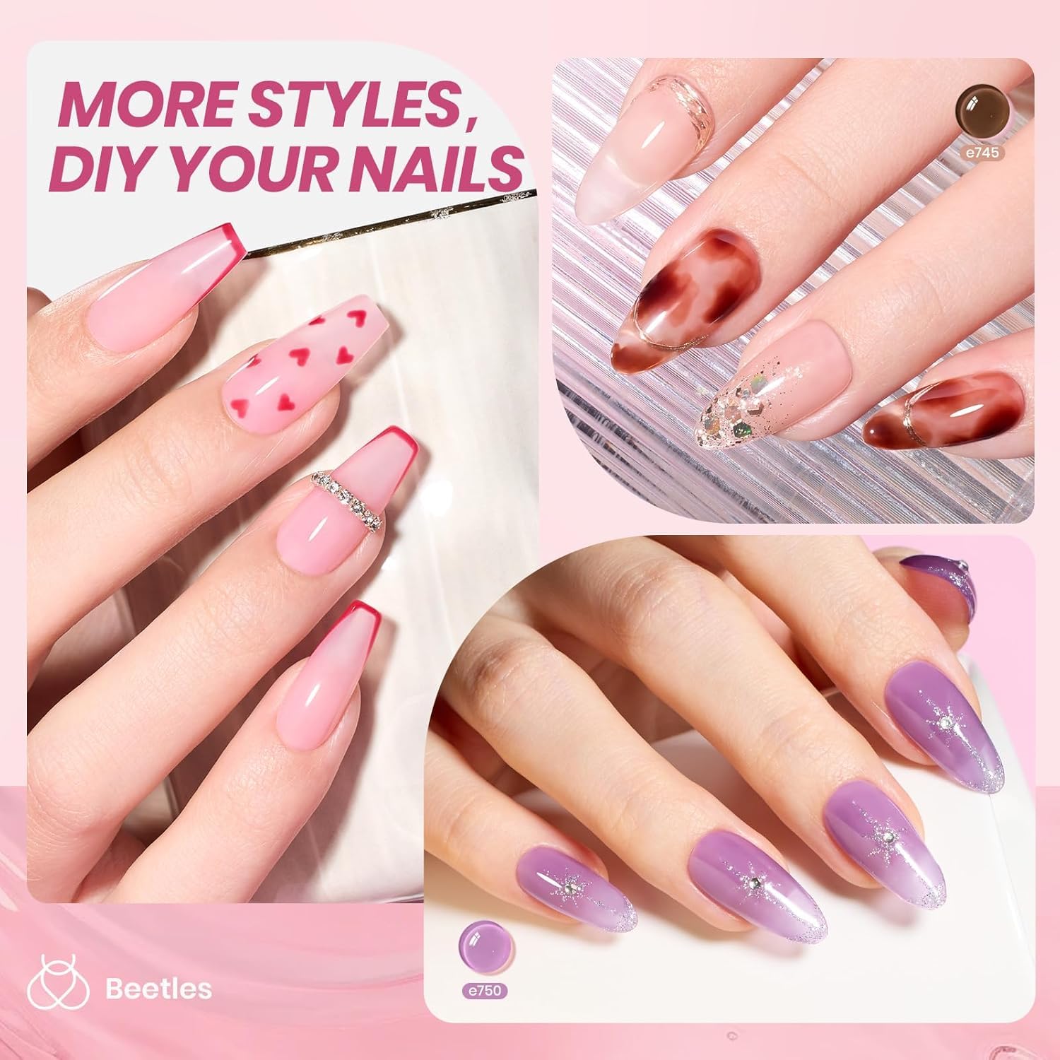 Detalle de Beetles Jelly Gel Nail Set, 36 Colors ⚡