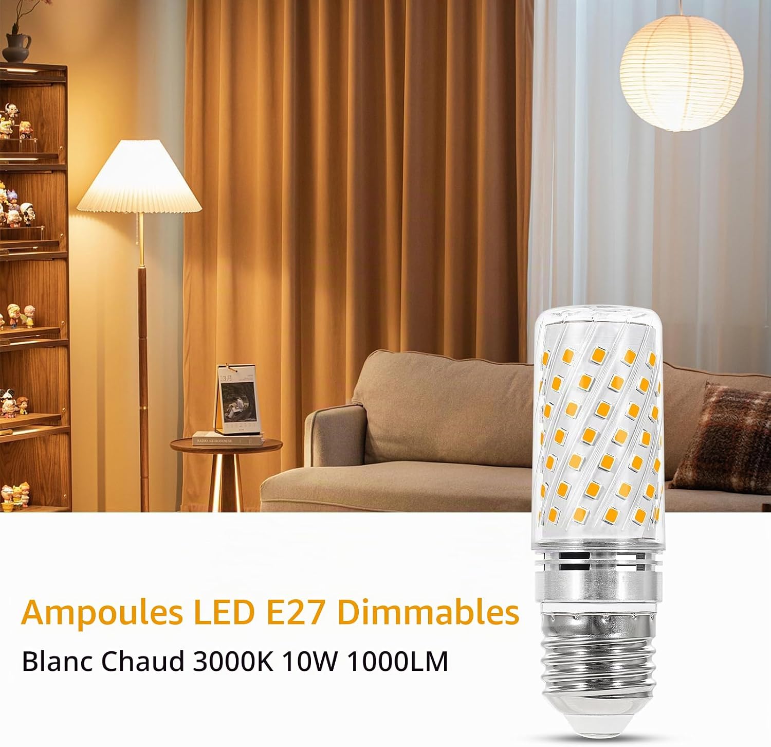 Thumbnail 6 de I-SHUNFA E27-94LED E27-ledmaïslamp, dimbaar, warmwit 3.000 K, 10 W, set van 4