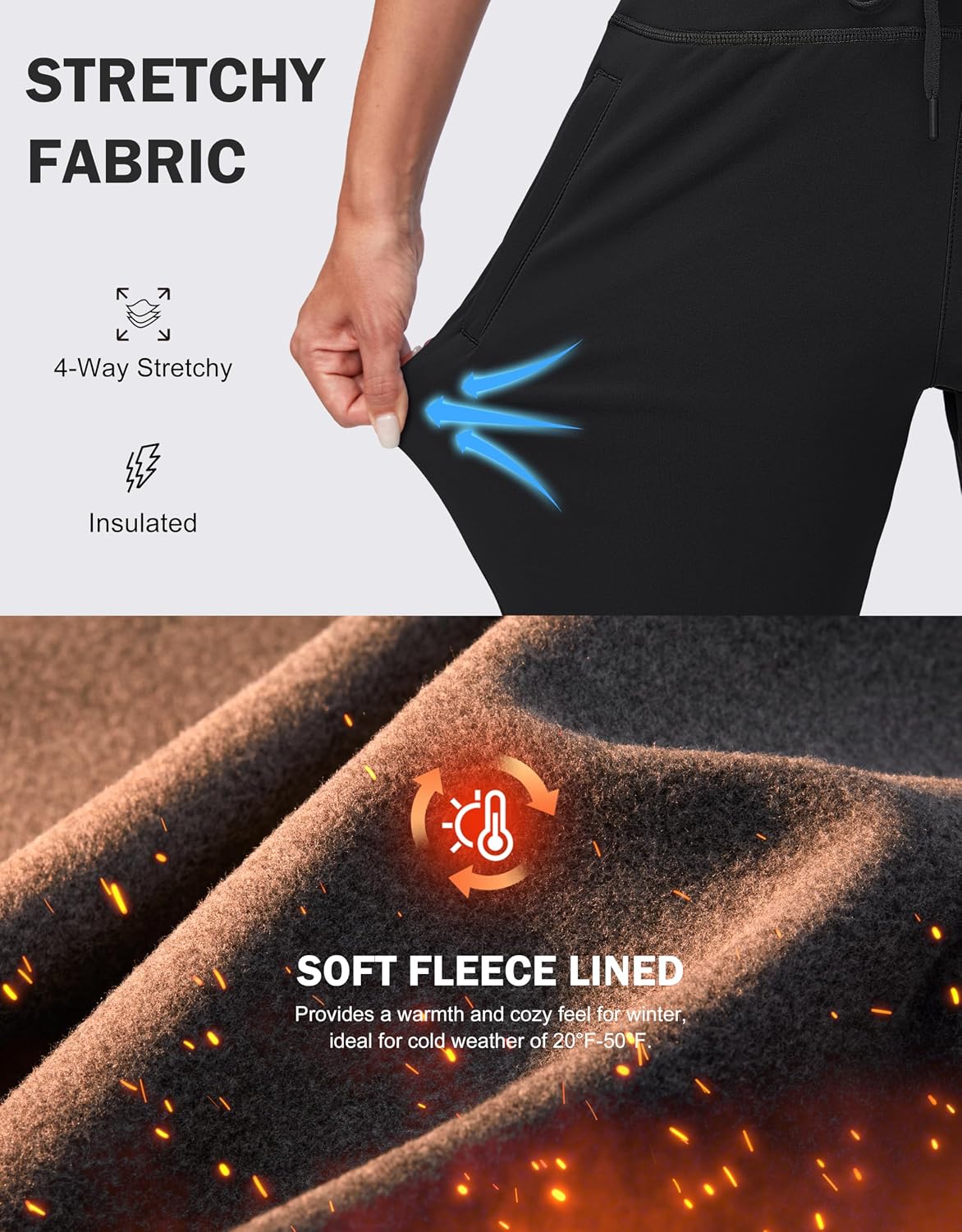 Detalle 2 de G Gradual Women's Fleece-Lined Joggers, Water-Resistant High-Waisted Hiking Pants