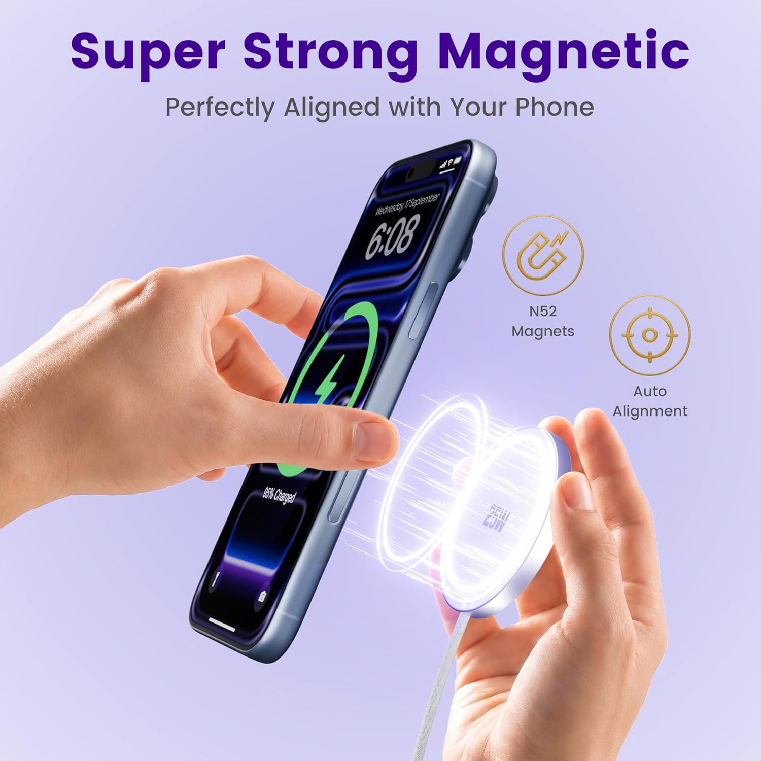 Detalle de 25W Magnetic Wireless Charger: Qi2.2 Fast Charging Pad (2-Pack) for iPhone, Pixel, Galaxy, AirPods – Travel-Ready Magnetic Charging