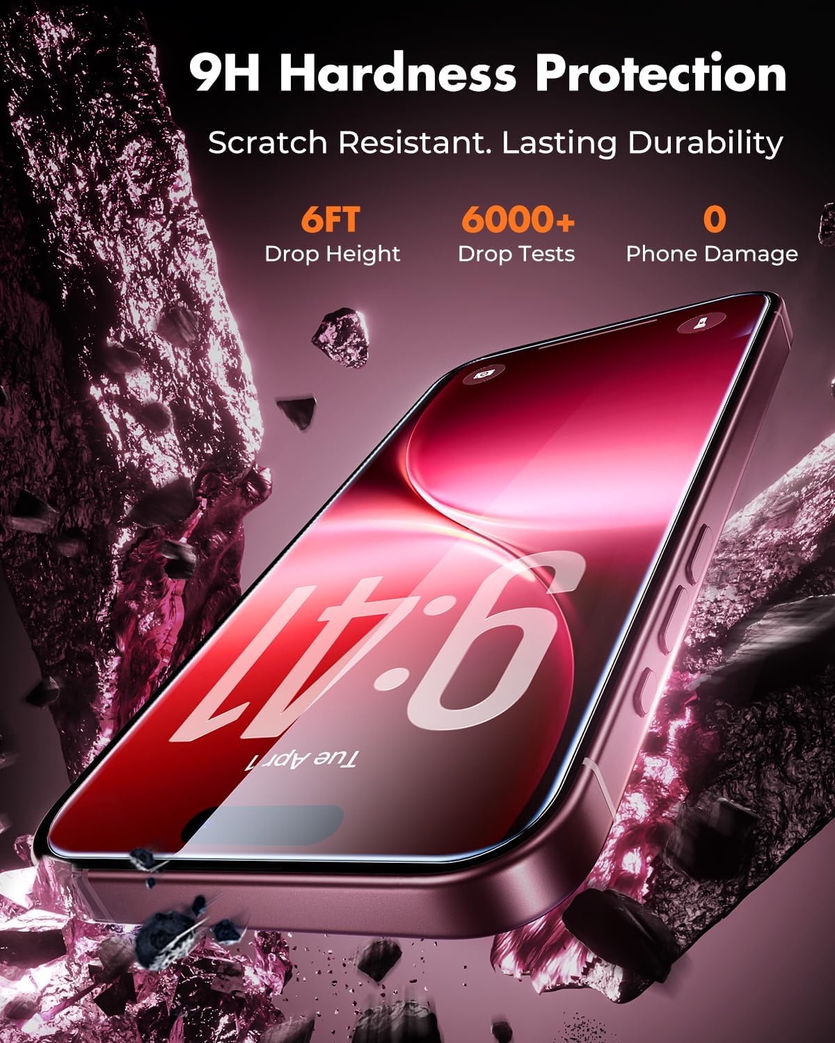 Detalle de UNBREAKcable 2-Pack Screen Protectors for iPhone 18 Pro Max, 9H+ Tempered Glass