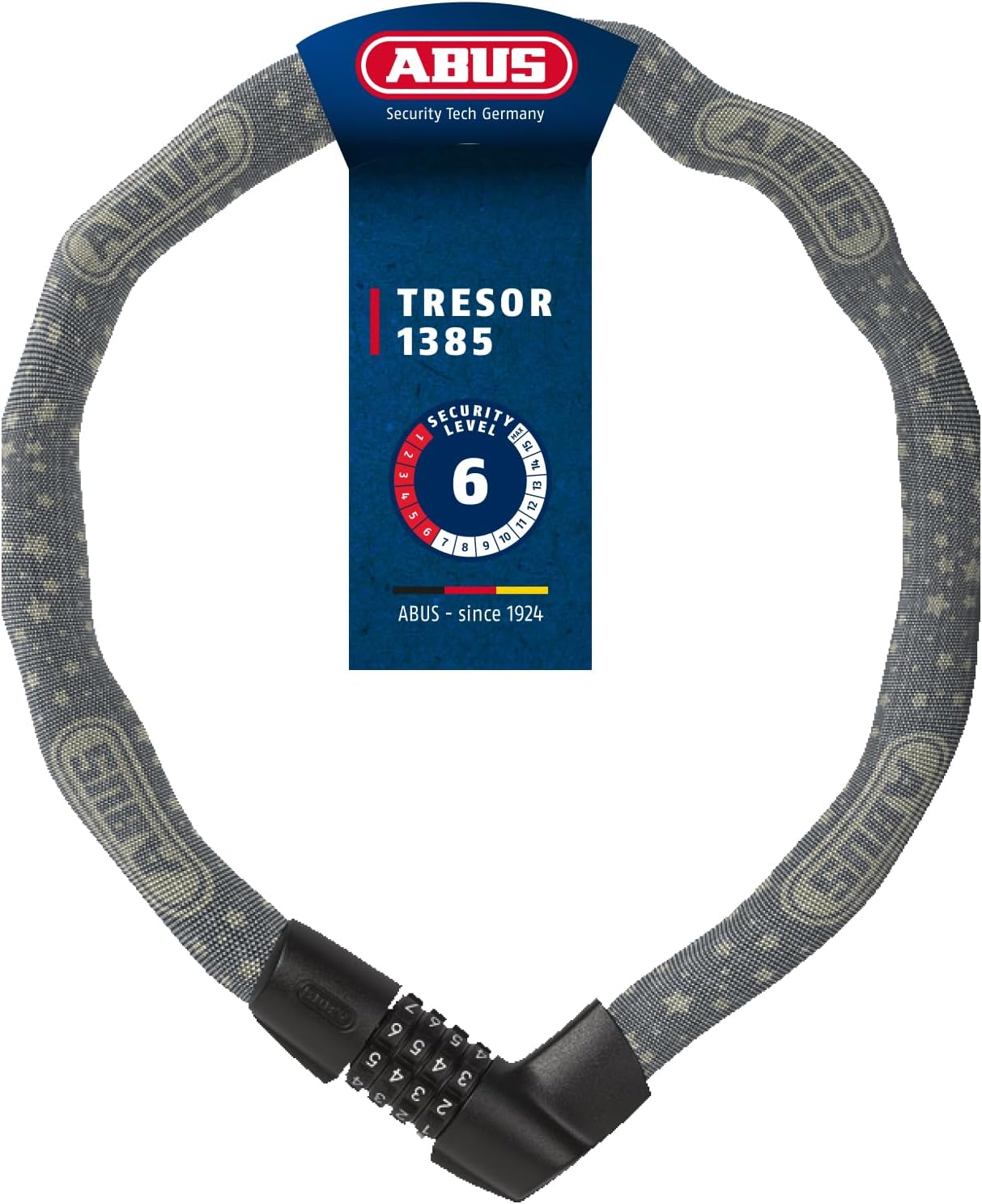 Detalle de ABUS Kettenschloss Tresor 1385/75 – Zahlenschloss aus gehärtetem Stahl, 75 cm, 6 mm Vierkantkette