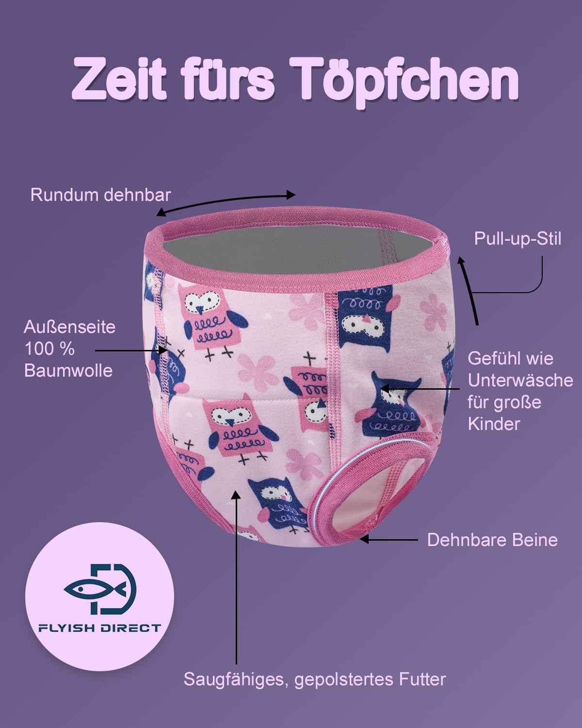 Detalle 2 de FLYISH DIRECT Baby Töpfchen Trainingshose 2T–9T
