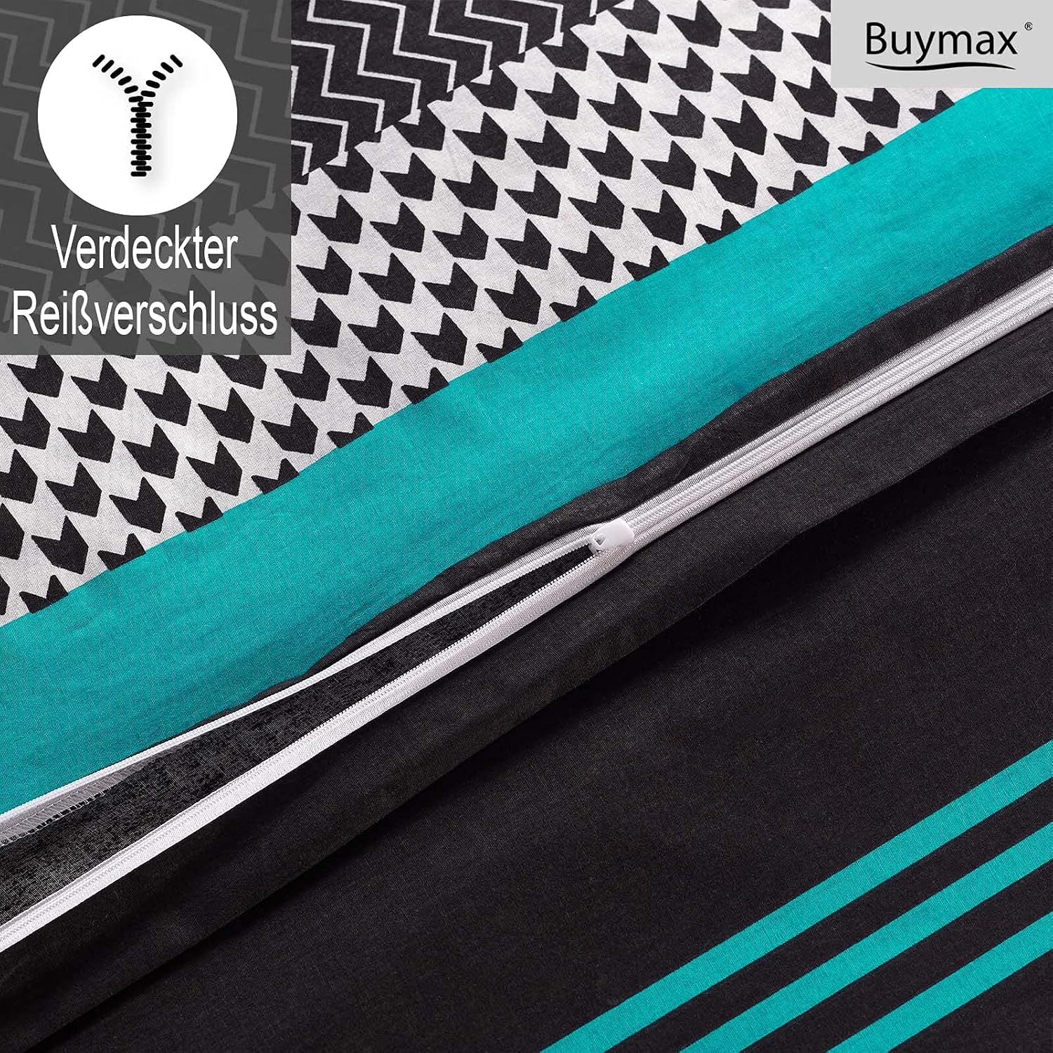 Detalle de Buymax Bettwäsche 135x200 cm 4-teilig – Renforcé Baumwolle, 2 Bettbezüge 135x200 cm + 2 Kissenbezüge 80x80 cm