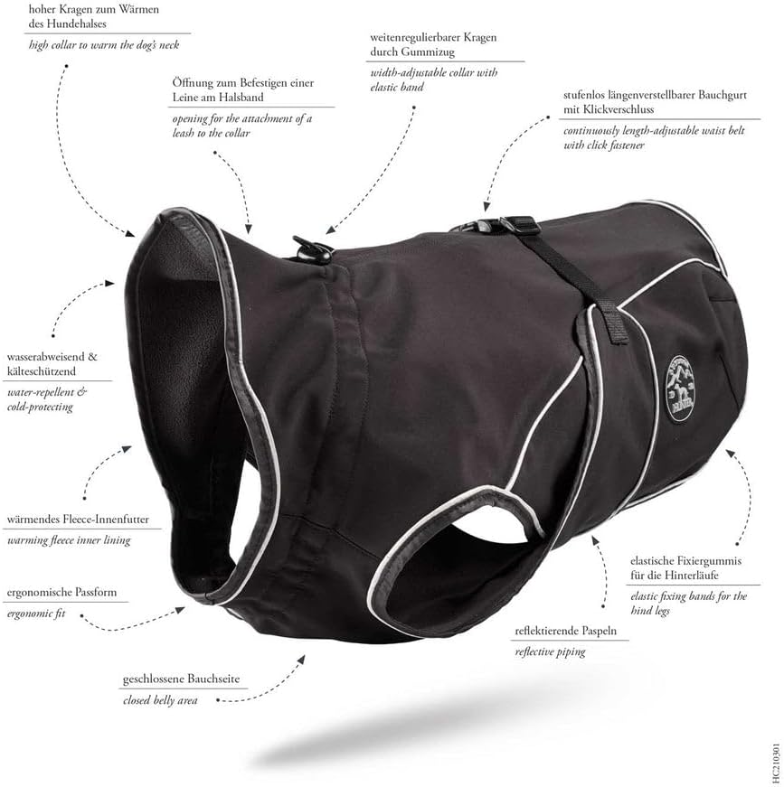Thumbnail 1 de HUNTER Hundemantel UPPSALA SOFTSHELL (schwarz) – wasser- & winddicht mit Fleece-Innenfutter