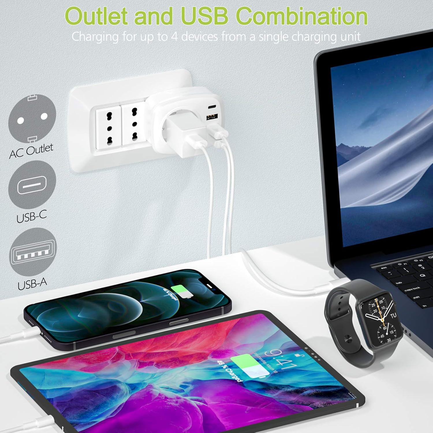 Thumbnail 2 de LENCENT 5-in-1 Reiseadapter (DE auf IT, Typ L) mit 3× USB und Typ-C – Netzadapter für Italien & Übersee