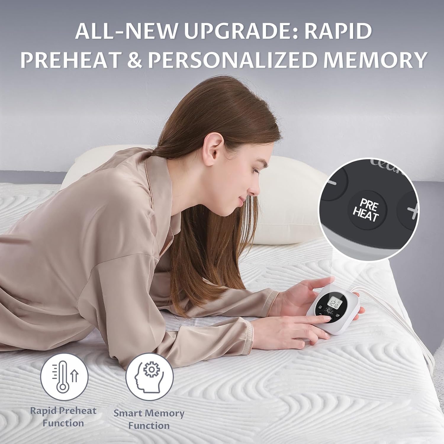 Detalle 2 de Queen Size Electric Heated Mattress Pad 12-Heat
