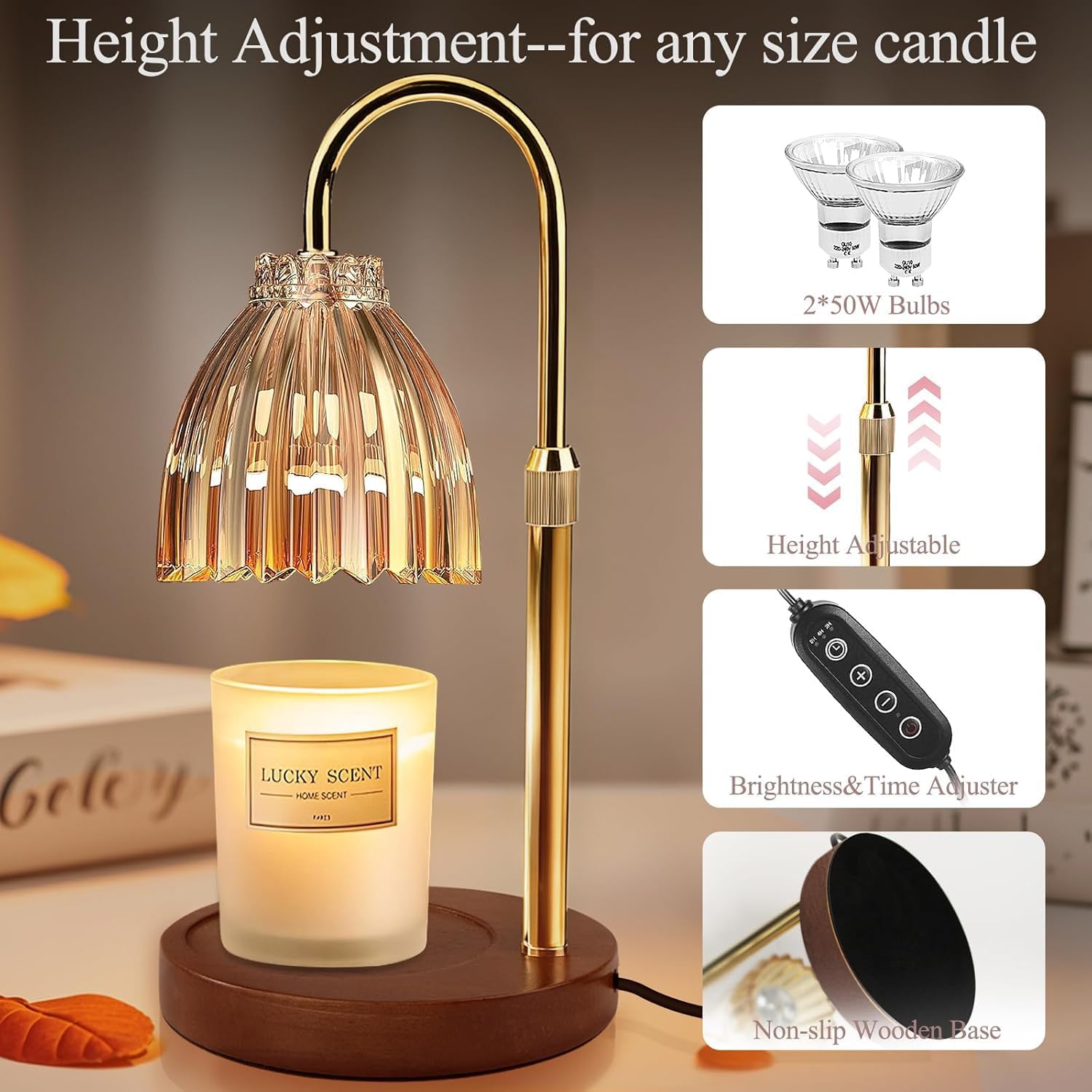 Detalle 2 de YudouTech Candle Warmer Lamp – Adjustable Height with Timer and Dimmer