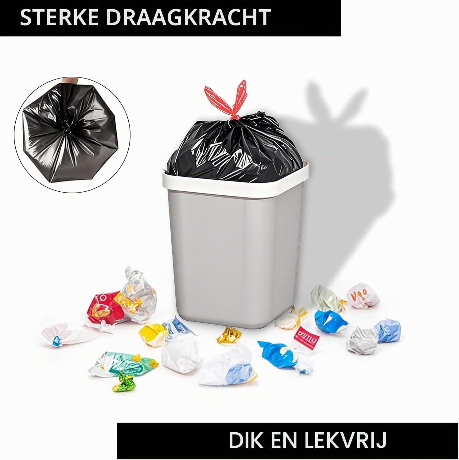 Thumbnail 5 de AiTodos® vuilniszakken 30 liter, 55 x 63 cm, zwart, met trekkoord