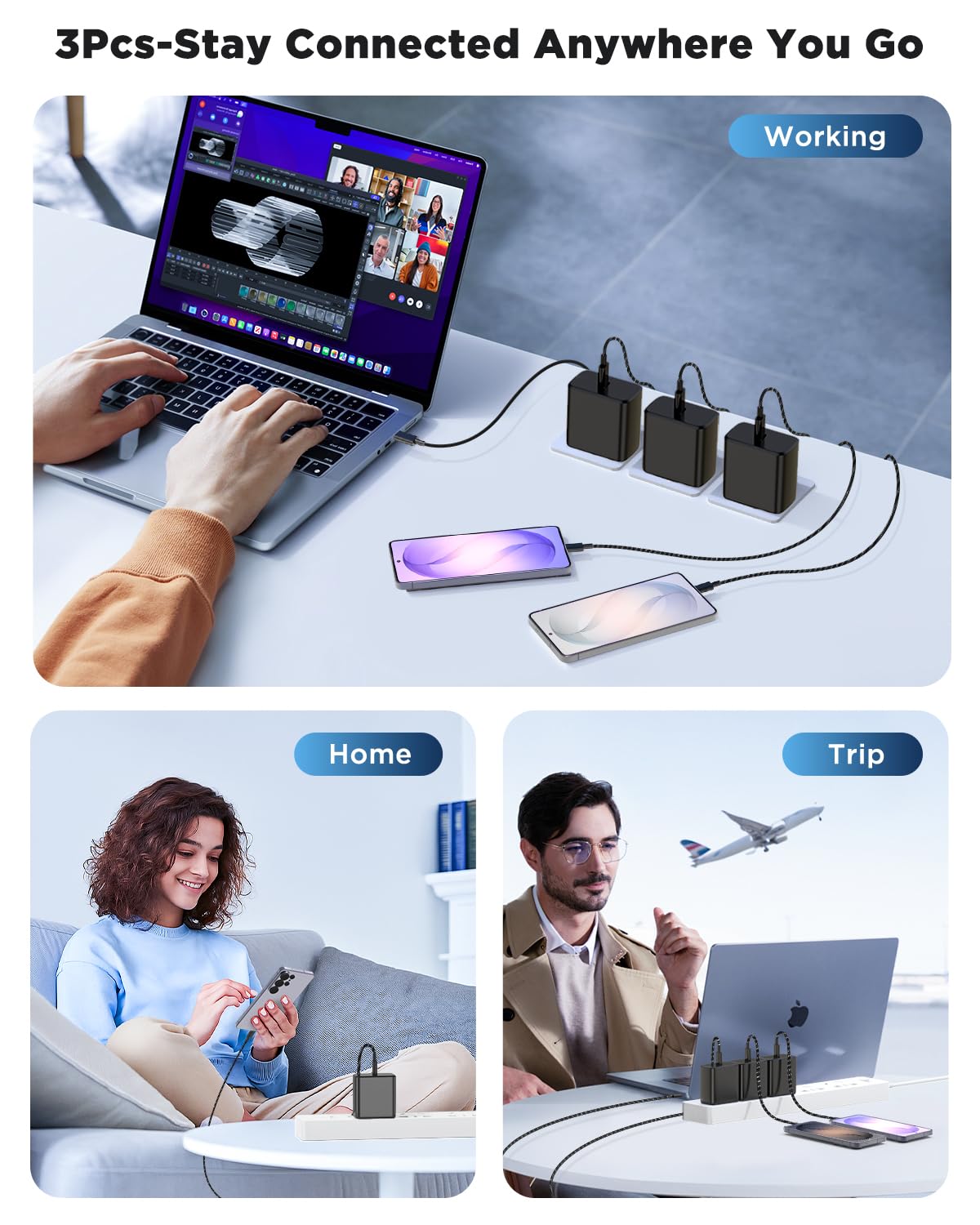 Thumbnail 5 de Samsung 45W USB C Fast Charger 3 Pack 10ft