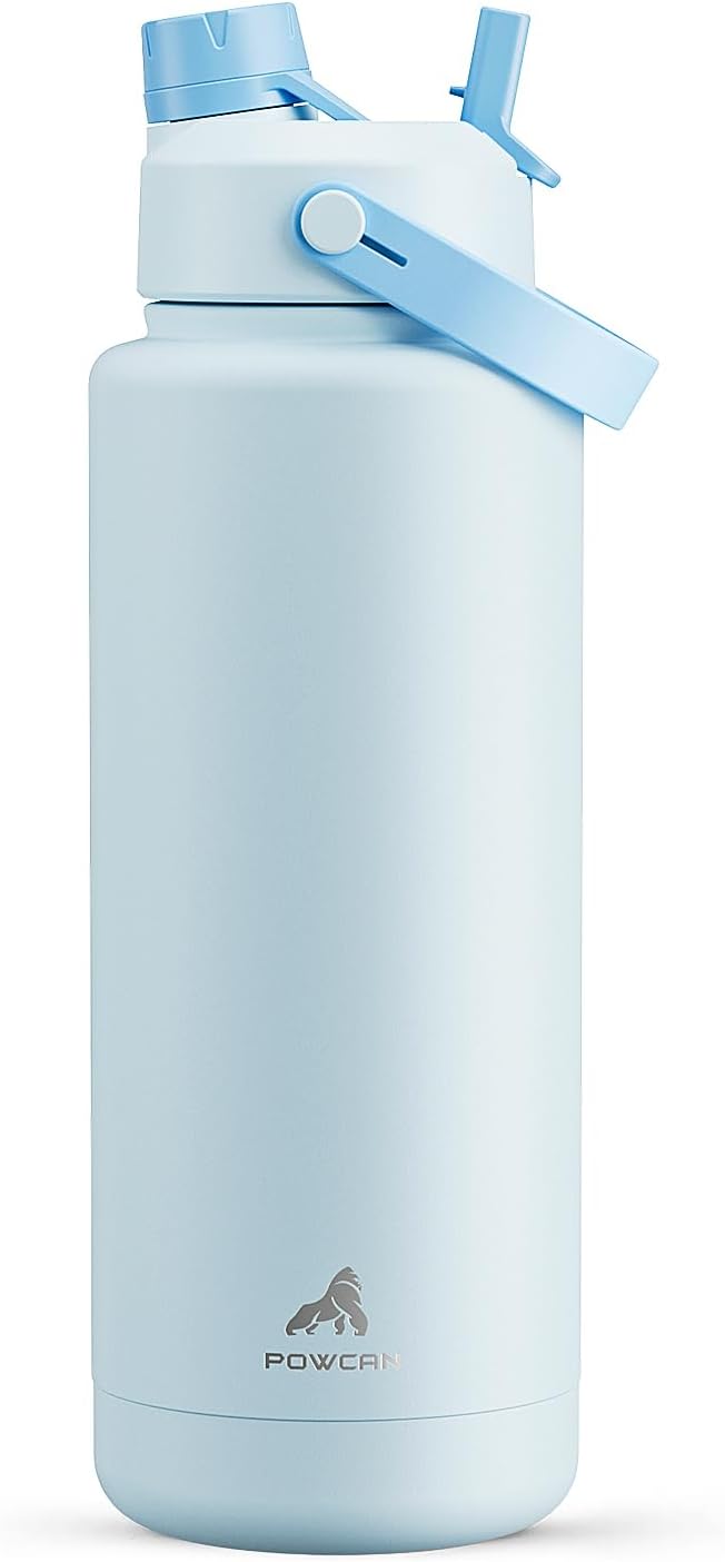 Detalle de POWCAN 40 oz vattenflaska i rostfritt stål med 2-i-1-lock