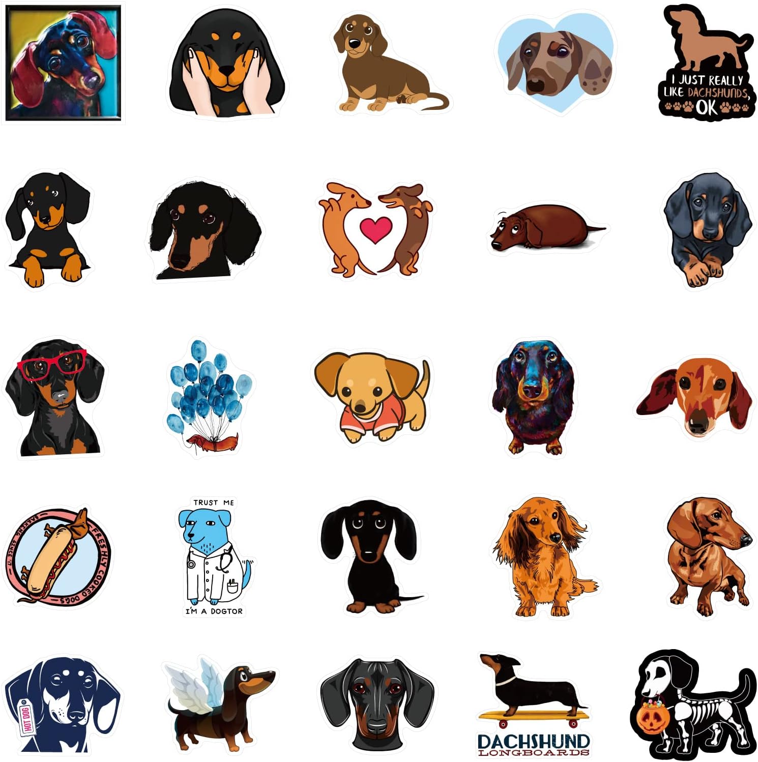 Thumbnail 1 de Dachshund vinyl stickers, 100-piece set
