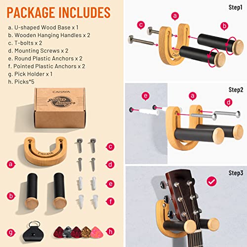 Detalle 2 de CAHAYA Support mural pour guitare avec crochet réglable en forme de U – 5 médiators et sac de sélection inclus