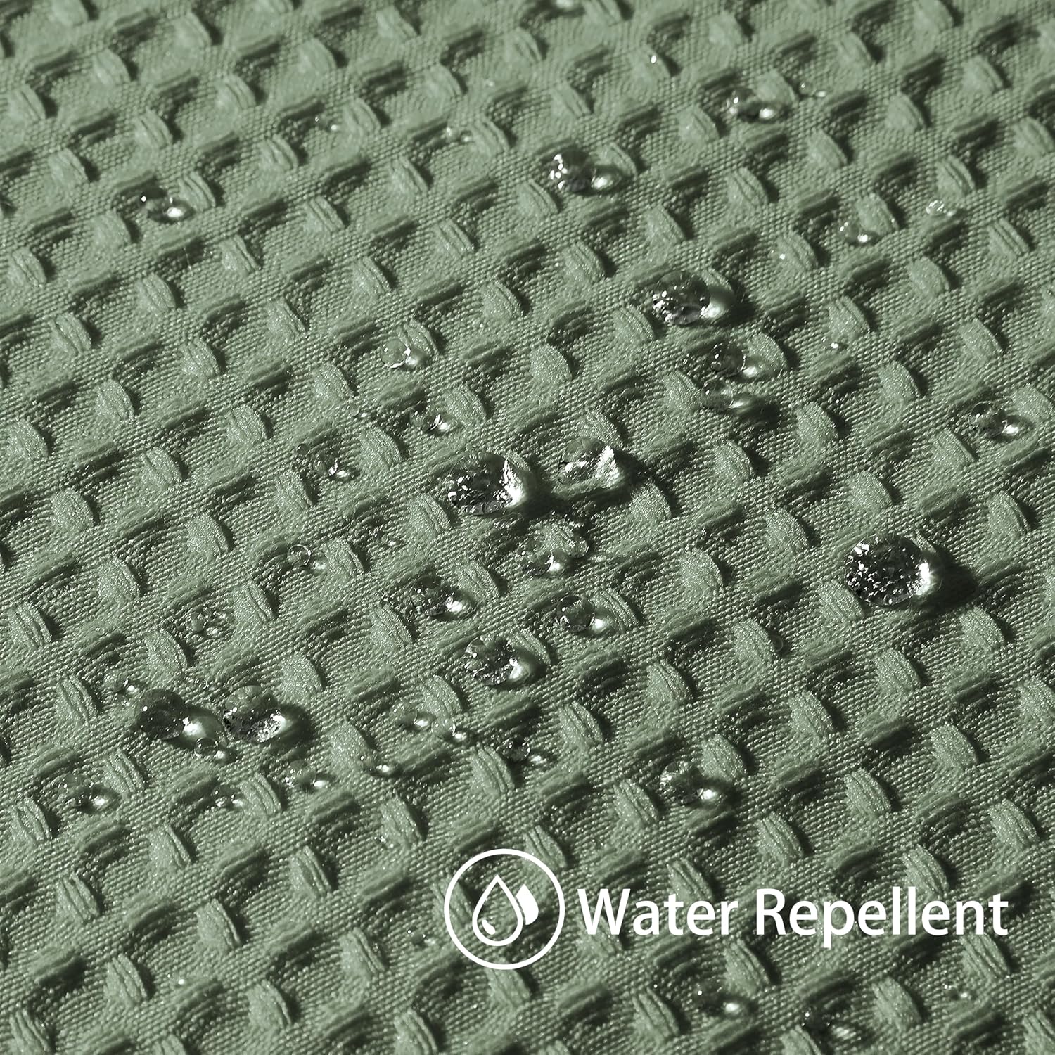 Thumbnail 2 de Rideau de douche VANZAVANZU motif gaufre imperméable anti-moisissures 122 x 182 cm (vert) avec anneaux métalliques