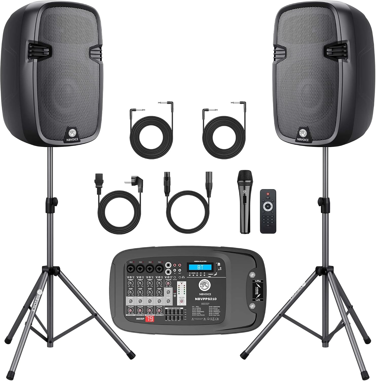 Detalle de NBVOICE NBVPPS210DSP 10-Inch Powered PA System with 600W and Bluetooth 5.3