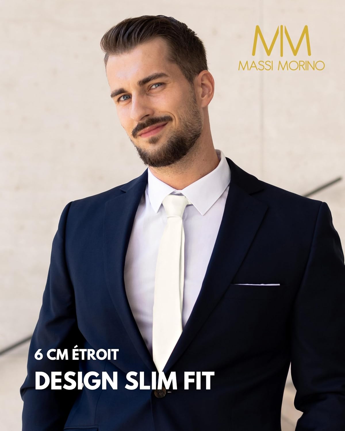 Detalle de Massi Morino Cravate étroite pour homme (6 cm) – Schlips uni slim fit en différentes couleurs