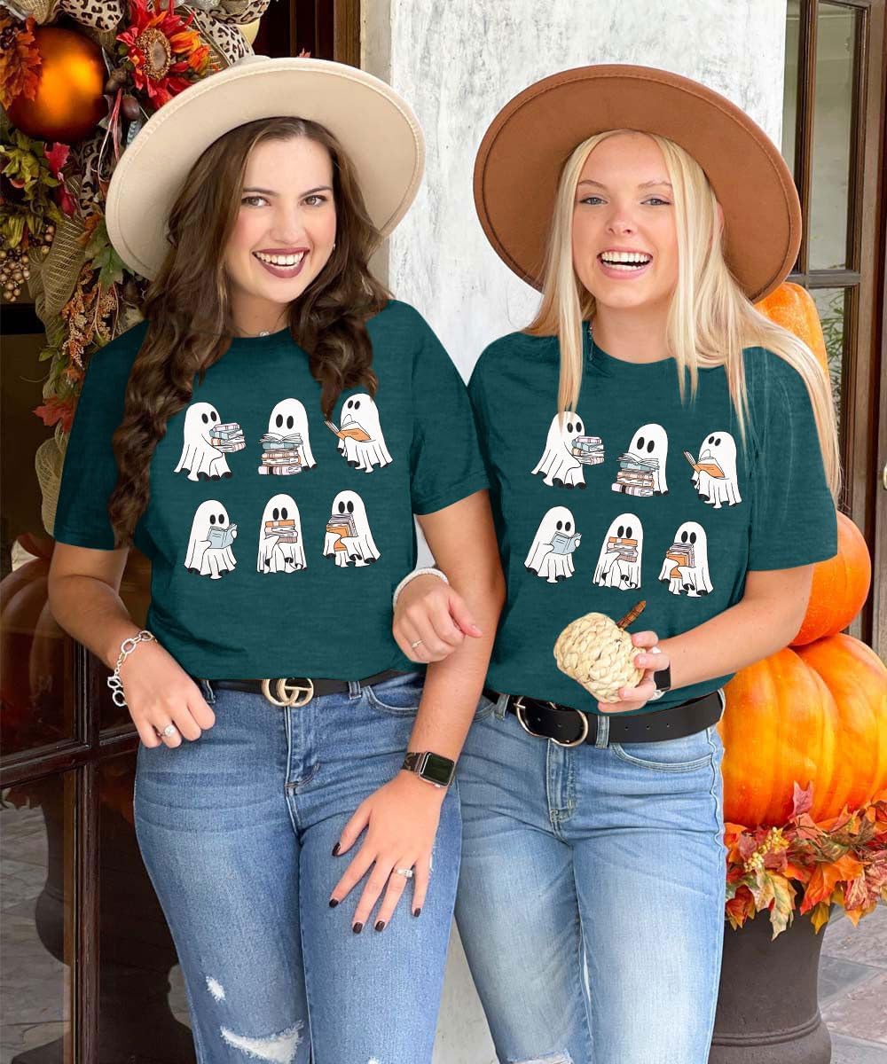 Detalle de SUPEYA Women’s Halloween Ghost Graphic T-Shirt, Short Sleeve