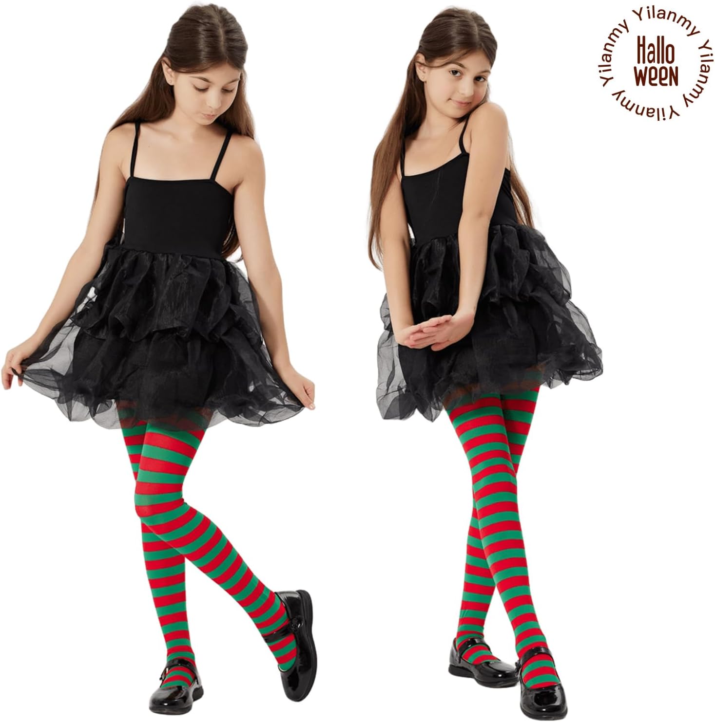 Thumbnail 3 de Yilanmy 2 Pairs Children’s Striped Tights (Full-Footed) for Girls
