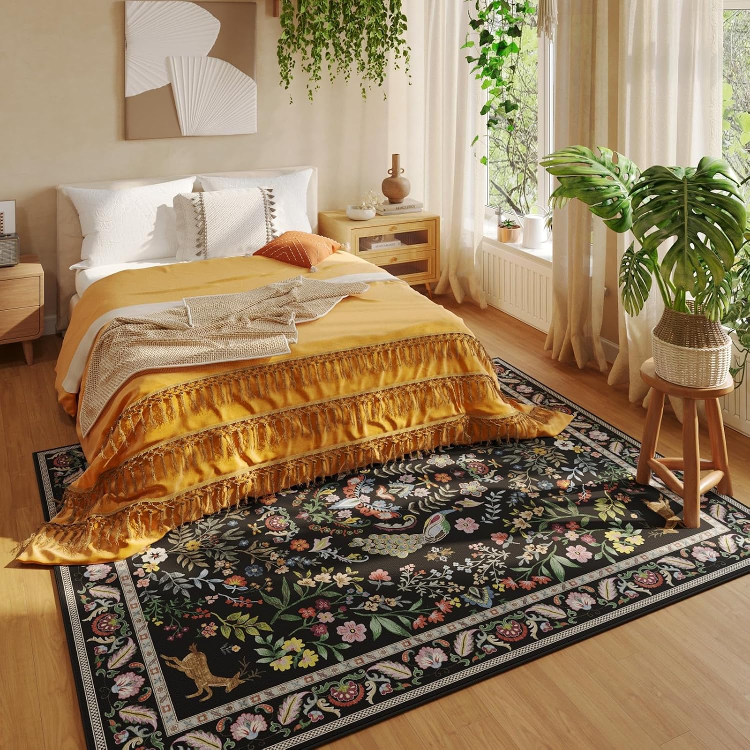 Detalle 2 de Vibrant Black 5x7 Living Room Rug 🏡