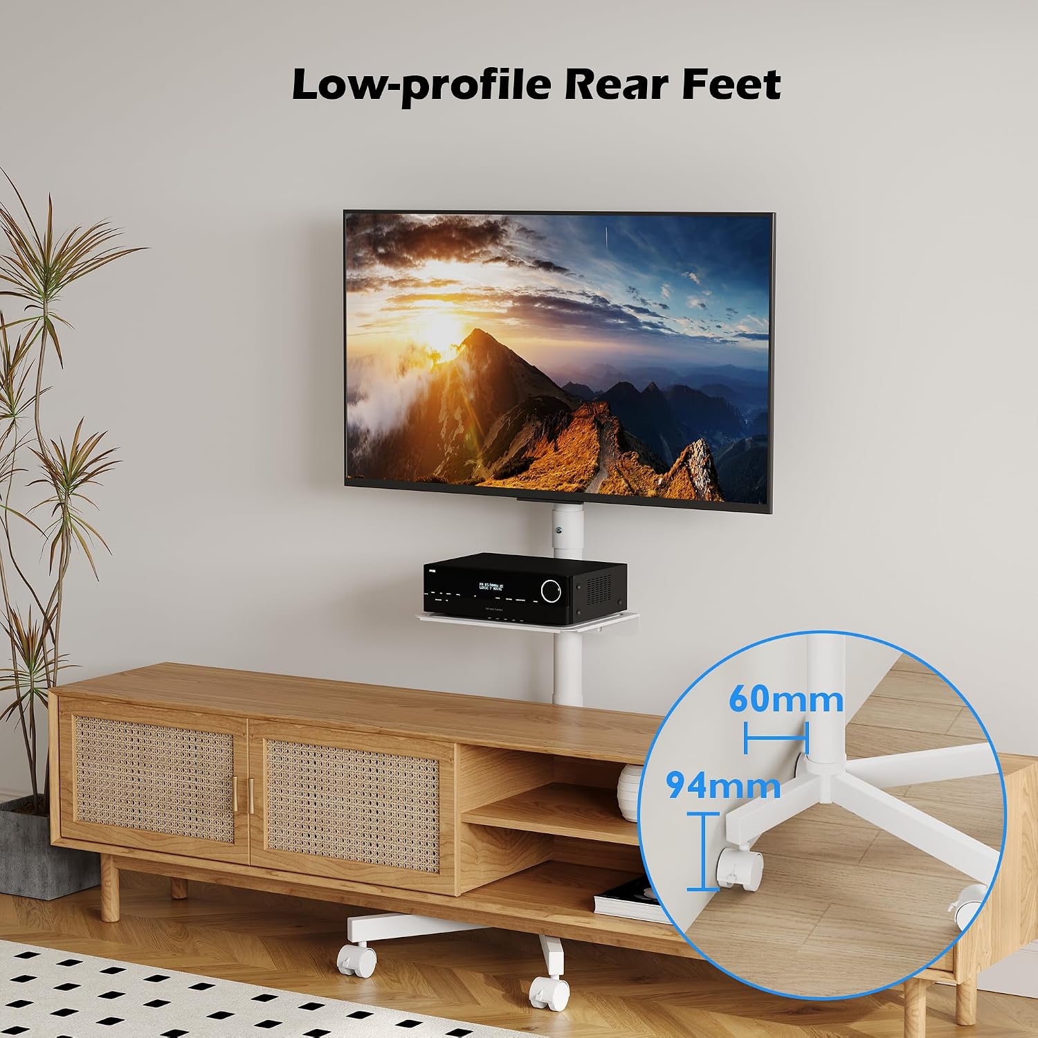 Thumbnail 5 de BONTEC Mobile TV Stand on Wheels for 23–60in TVs (VESA 100×100 to 400×400)