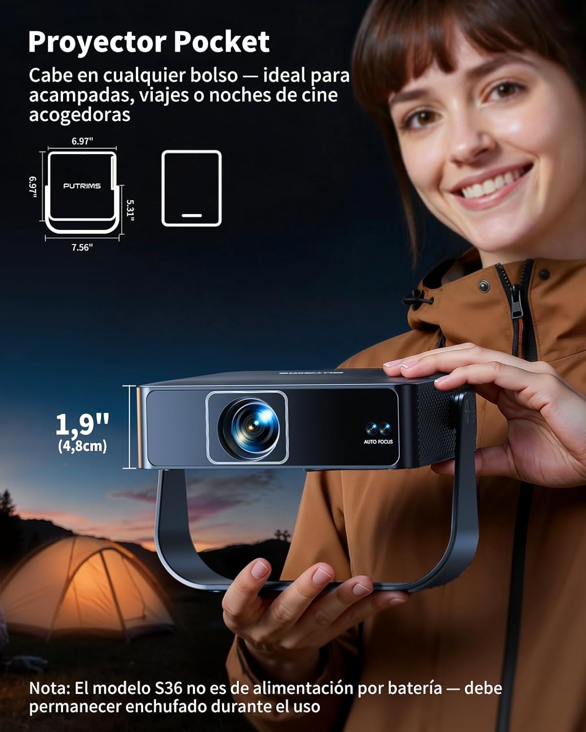 Detalle 2 de Proyector 4K Proyector Portátil 1080P FHD HDR10 📽