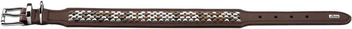 Detalle de HUNTER Hundehalsband Arizona UP (Größe 32) aus braunem Softleder mit Nieten – Handarbeit Made in Germany