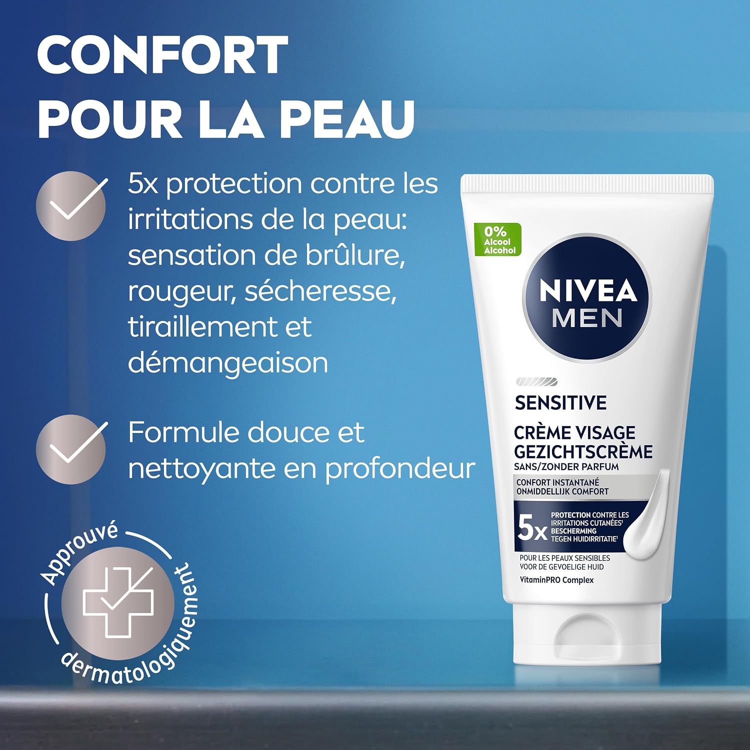 Detalle de NIVEA MEN Sensitive 98790-04500-34 gezichtscrème XXL, 100 ml, ongeparfumeerd