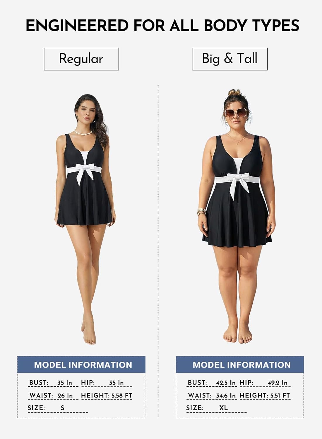 Thumbnail 6 de Aleumdr Printed Two-Piece Tankini Swimsuit with Tummy Control Swim Dress, High-Waisted Boyshorts & Pockets