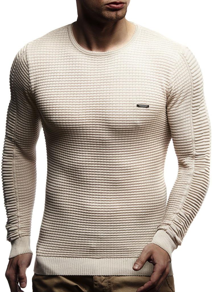 Detalle de LEIF NELSON Pull en Tricot Fin avec Capuche LN1545 – Hell Beige, XXL