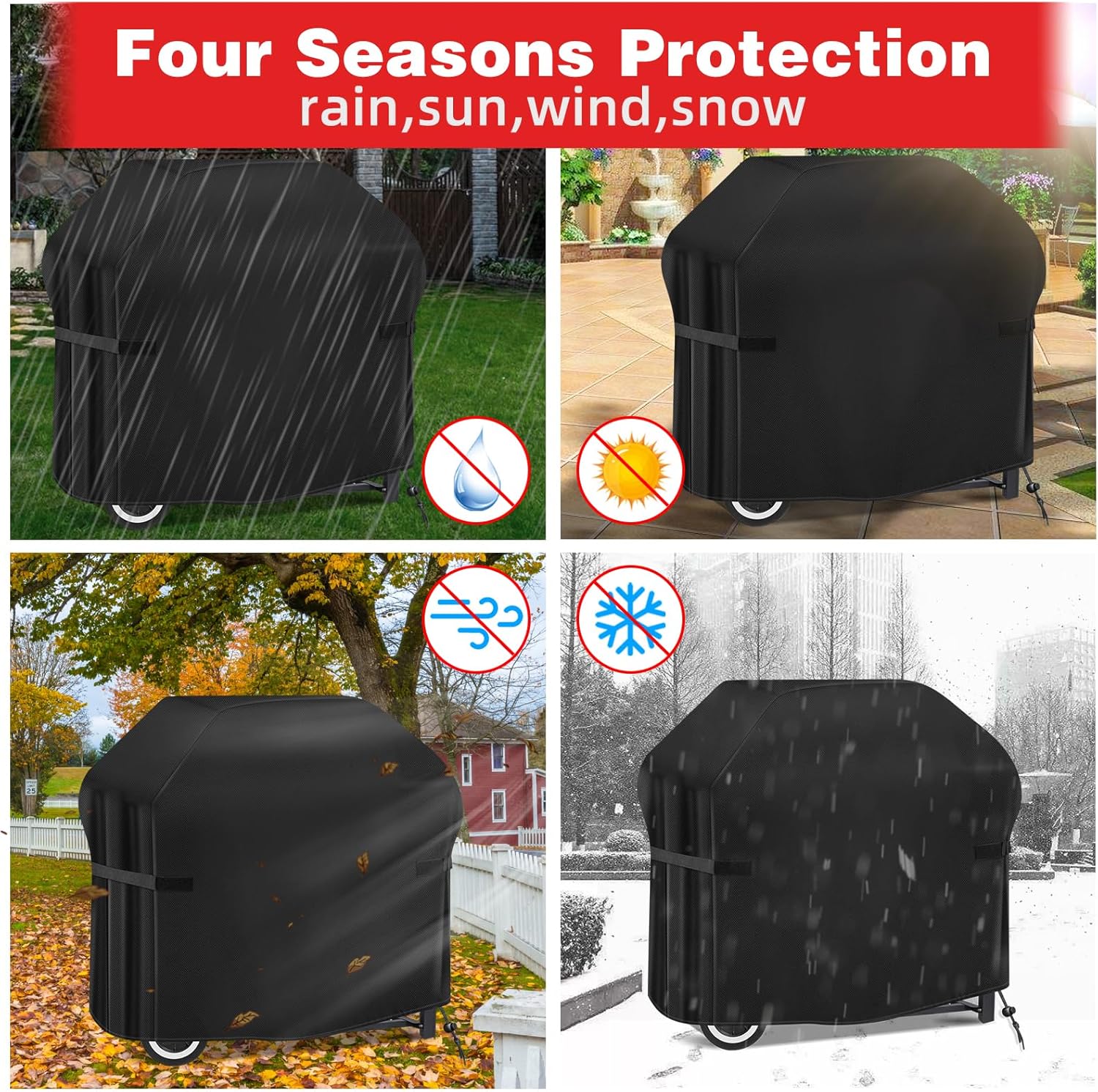 Thumbnail 6 de SPGOOD Wetterfeste Grillabdeckung (420D Oxford) für Gasgrill, 132 x 66 x 110 cm