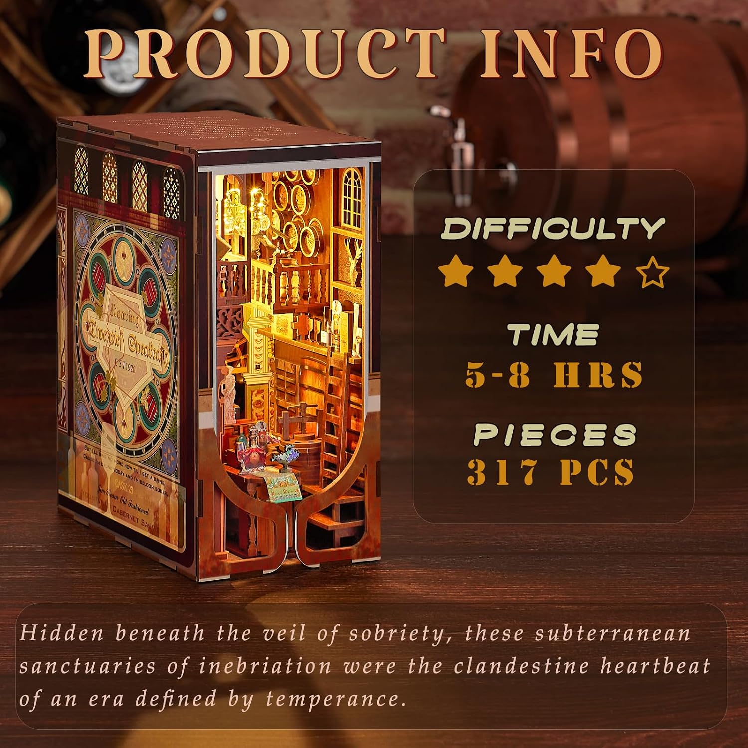 Detalle 2 de MiniCity Book Nook Kit 3D Holzpuzzle für Buchstütze