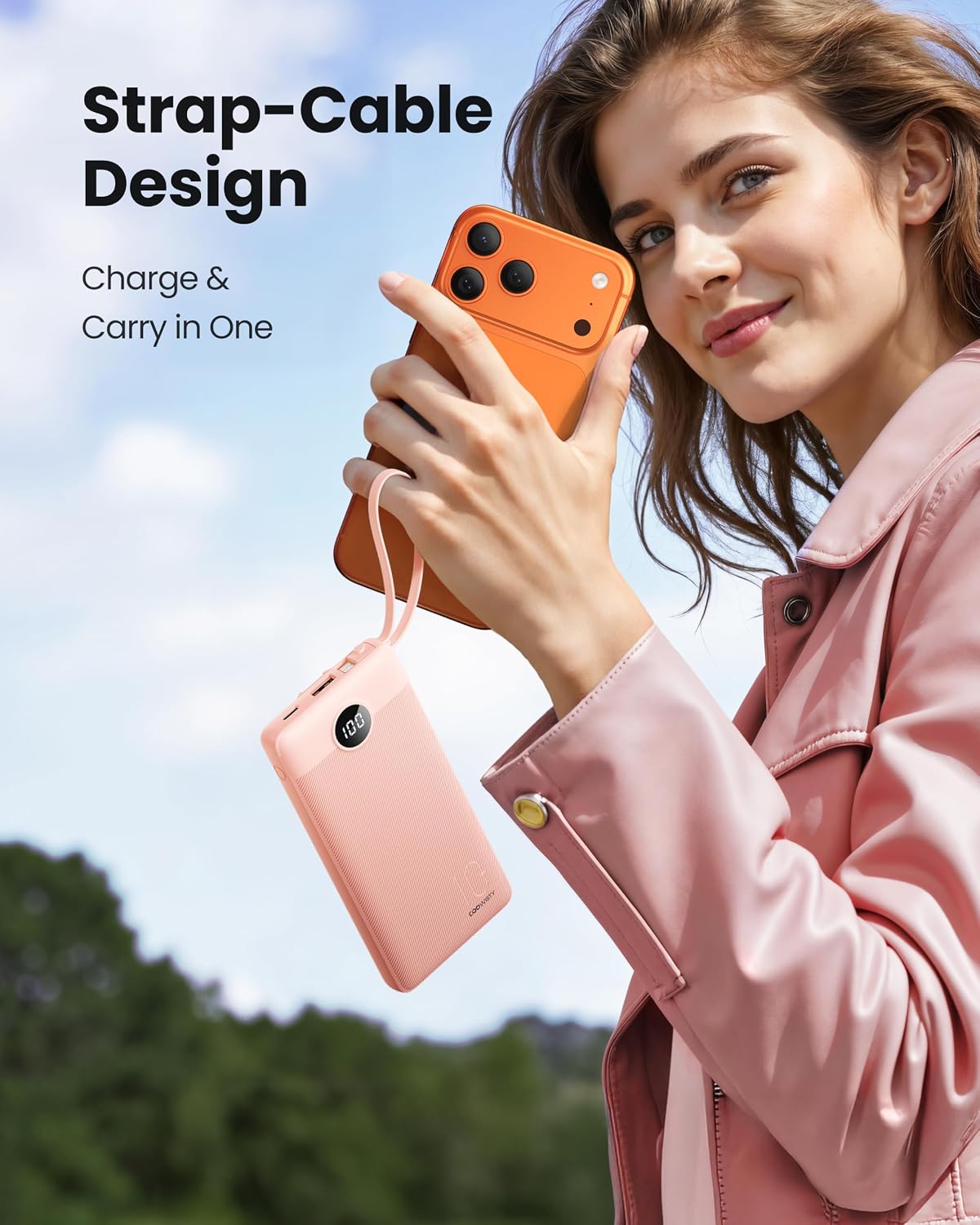 Thumbnail 3 de Coowisty CW1 10,000mAh Slim Power Bank with Built-In Cables and LED Display