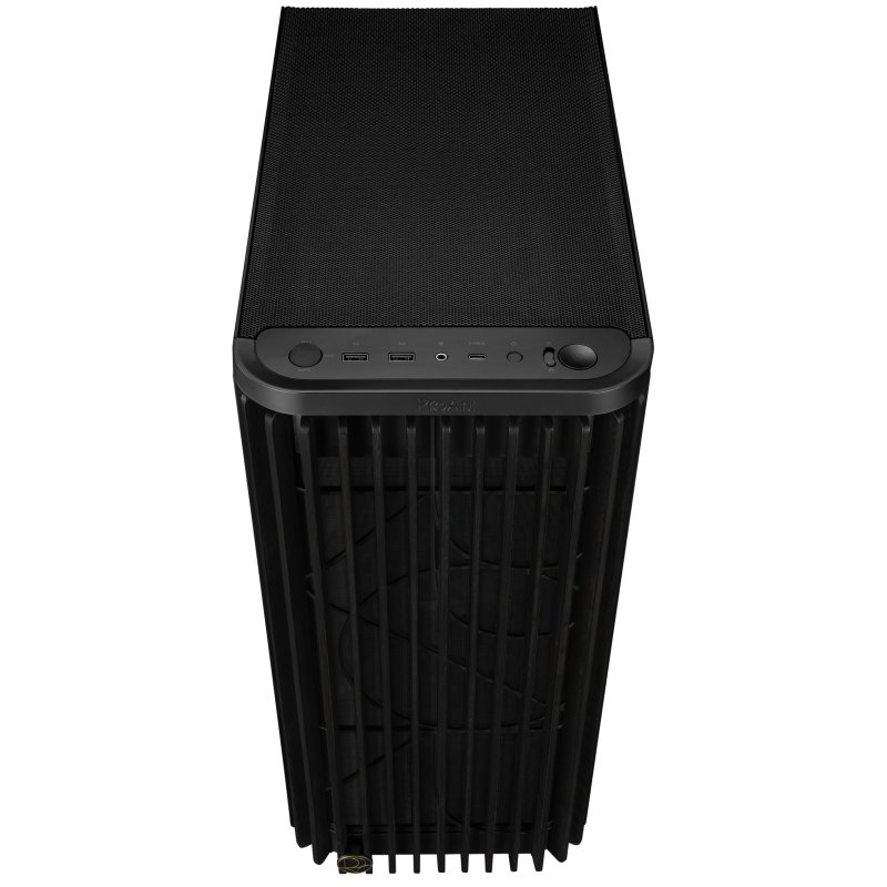 Detalle de ASUS ProArt PA401 Wood Edition: Torre ATX USB‑C Negra con frontal de madera FSC