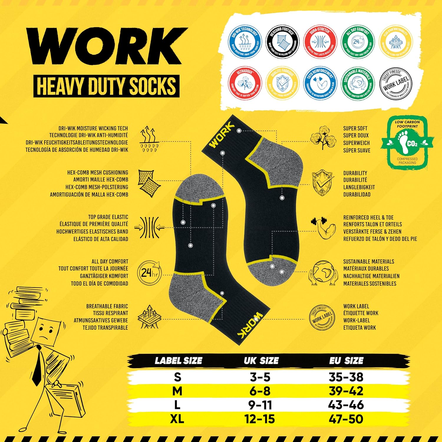 Thumbnail 1 de SOXCO Quarter chaussettes de travail homme 10 paires : confort et maintien au quotidien
