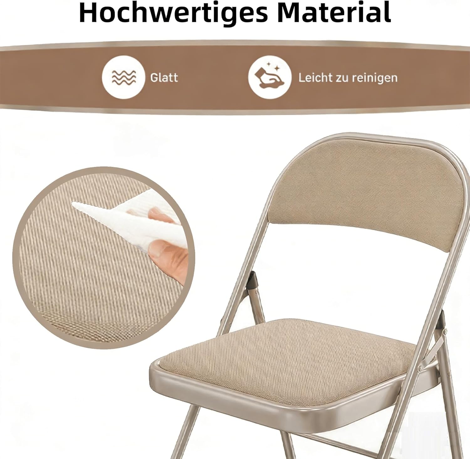 Thumbnail 3 de Asdsed Klappstuhl 4er-Set – gepolsterte Metall-Klappstühle mit 204 kg Tragkraft