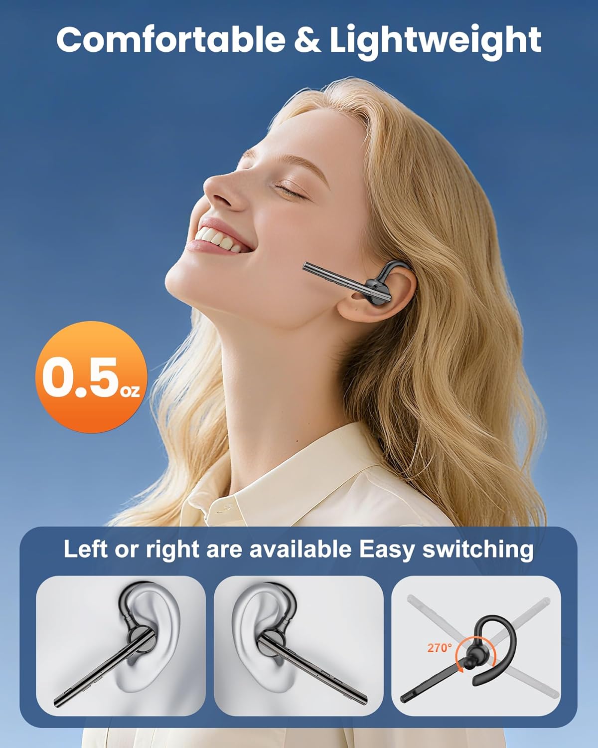 Thumbnail 3 de New Bee Bluetooth Headset V5.1 with 500mAh Charging Case – Dual Mic, 72-Hour Play Time