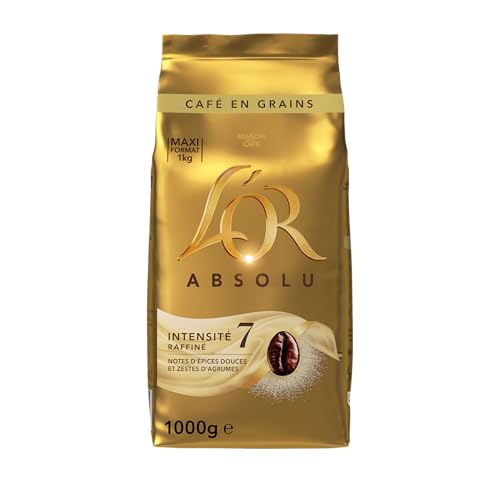 Detalle de L'OR Absolu Intensité 7 Grains de café 1 Kg – Arabicas et Robustas pour un café aromatique