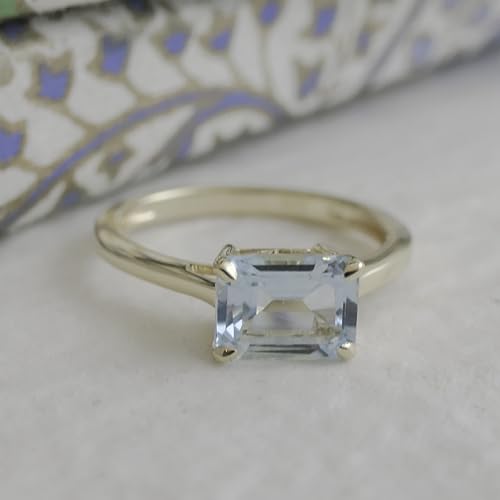 Detalle 2 de Baguette Blautopas Vergoldeter SterlingâSilber Ring 19 mm đ