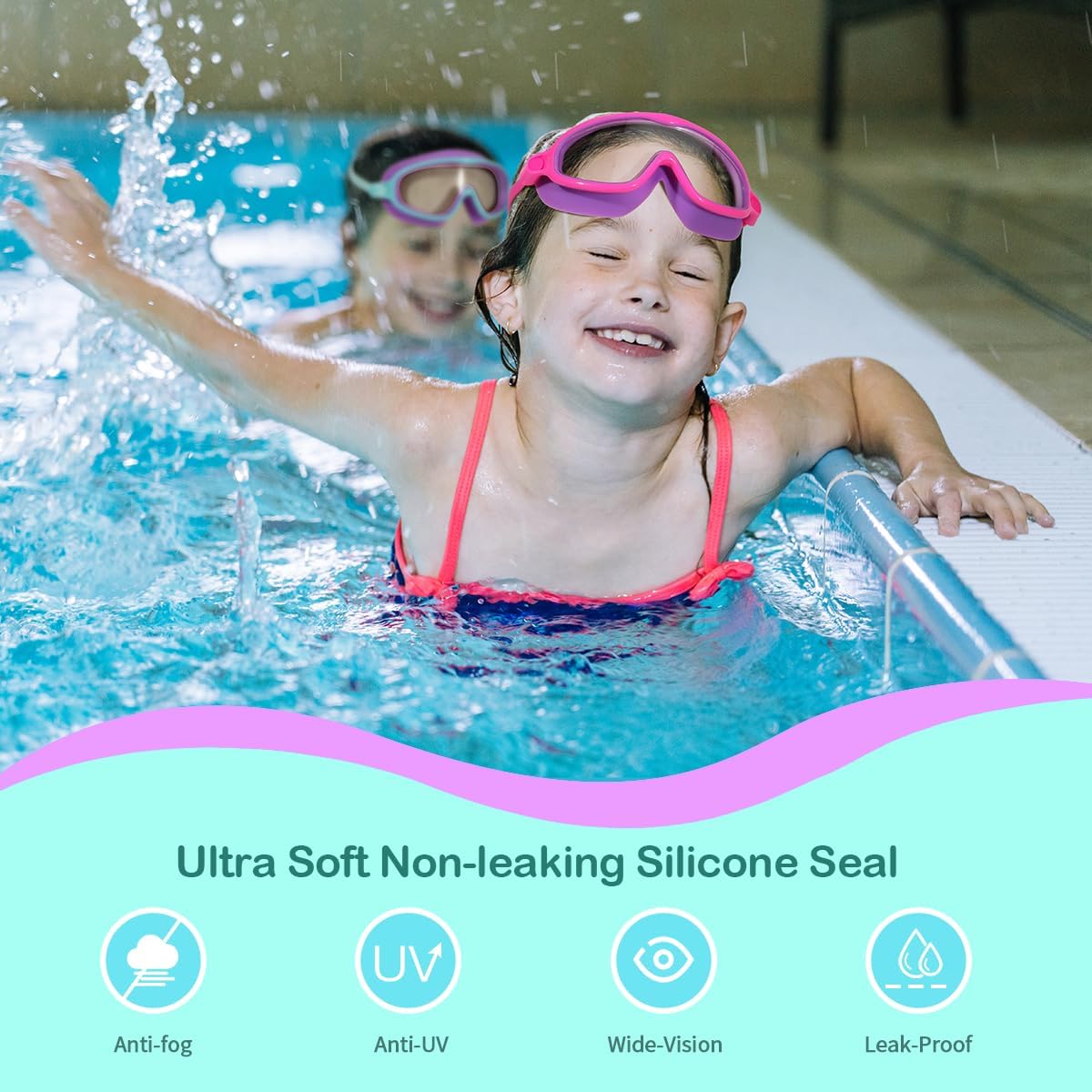 Detalle de Seago Kids’ Swimming Goggles, Ages 3–14