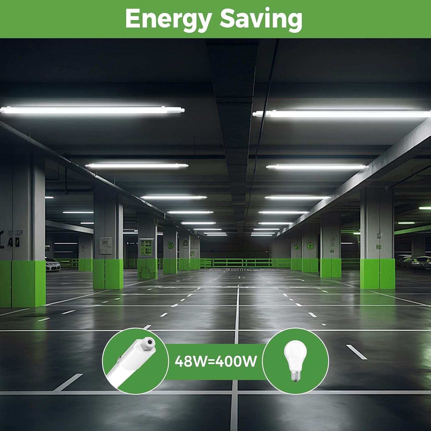 Thumbnail 6 de Zemty 5FT LED Batten Lights (48W, 5280LM) IP65 with 3 selectable colour temperatures