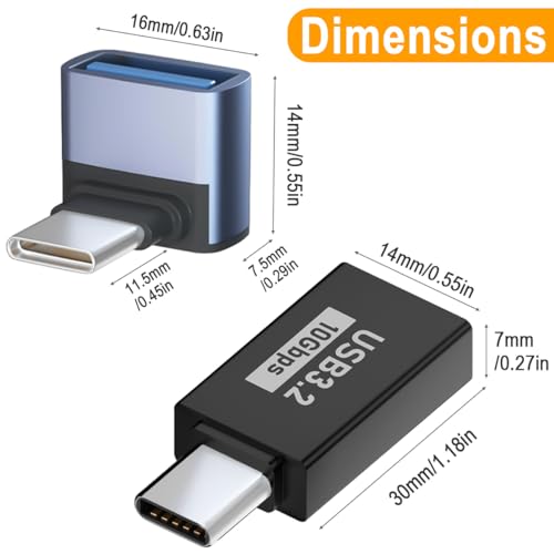 Detalle de DAOKAI Adaptateur USB-C vers USB-A 3.1, OTG, 10 Gbit/s et angle droit