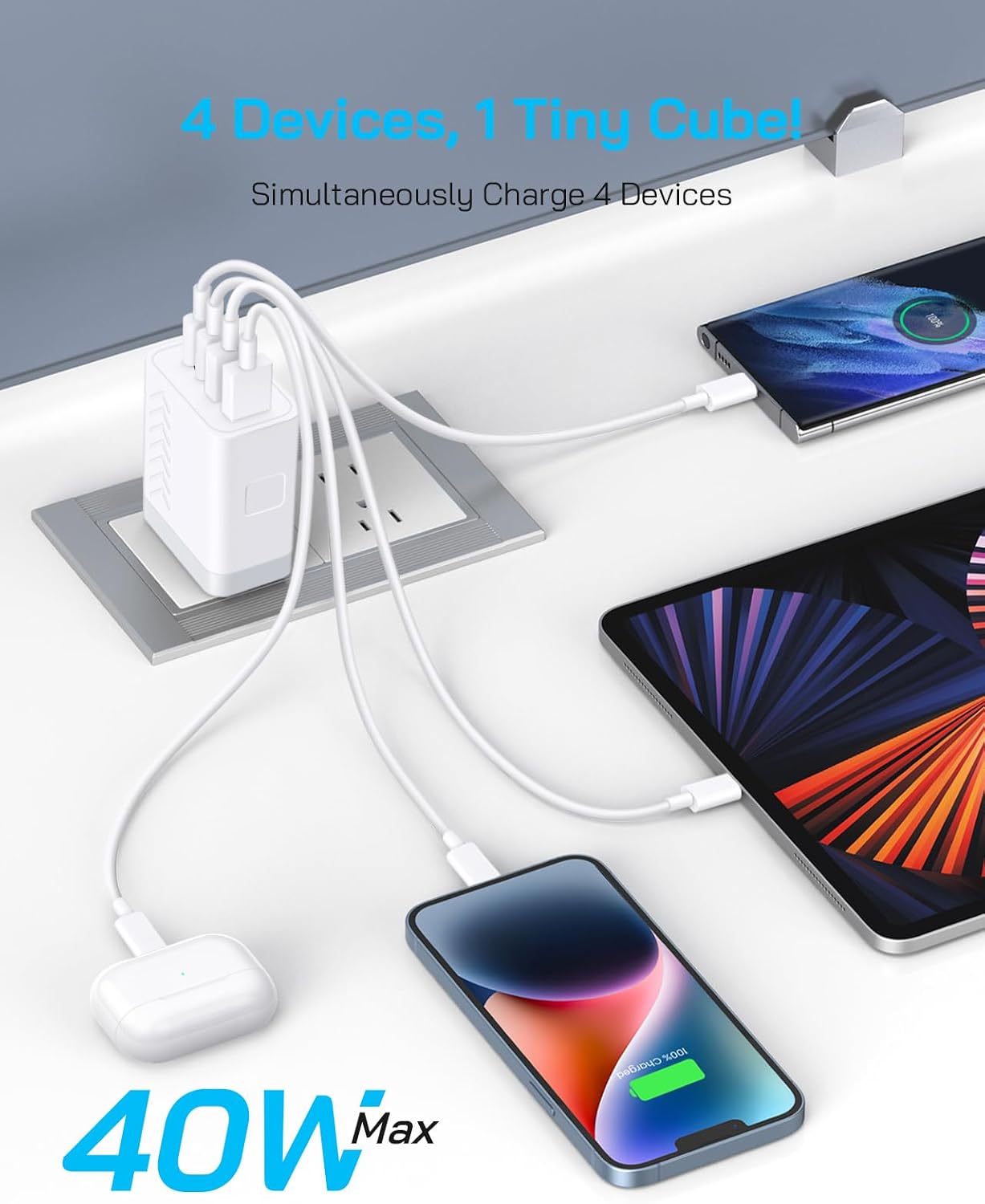 Thumbnail 4 de 40W USB C Charger Block 4-Port Fast Charger