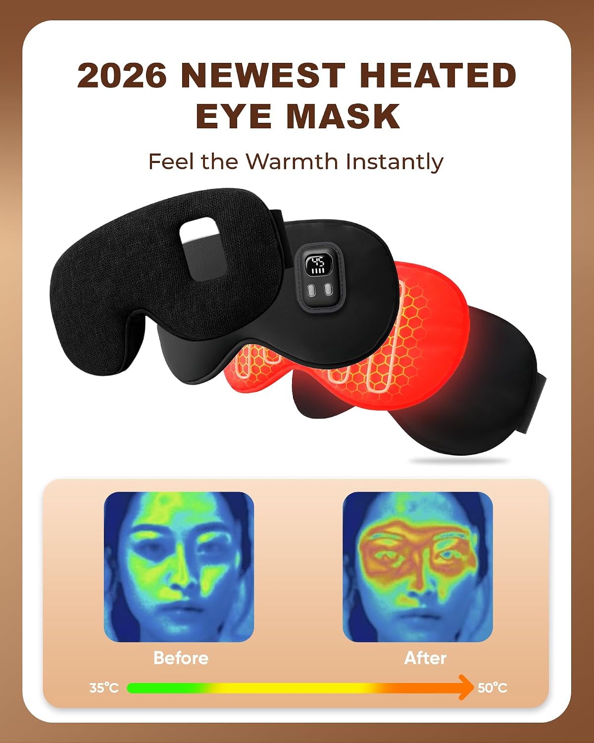 Detalle de Heated Eye Mask Upgrade: Cordless Warm Eye Compress with Adjustable Heat