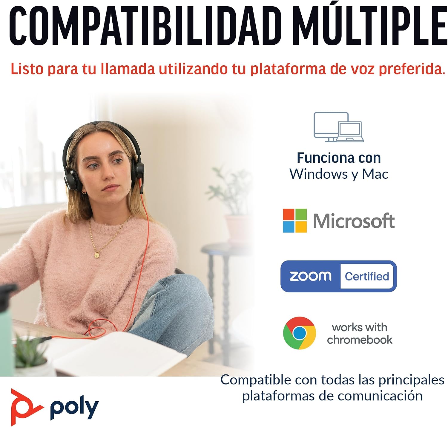 Thumbnail 6 de Auricular Poly Blackwire 8225 con cancelación activa de ruido