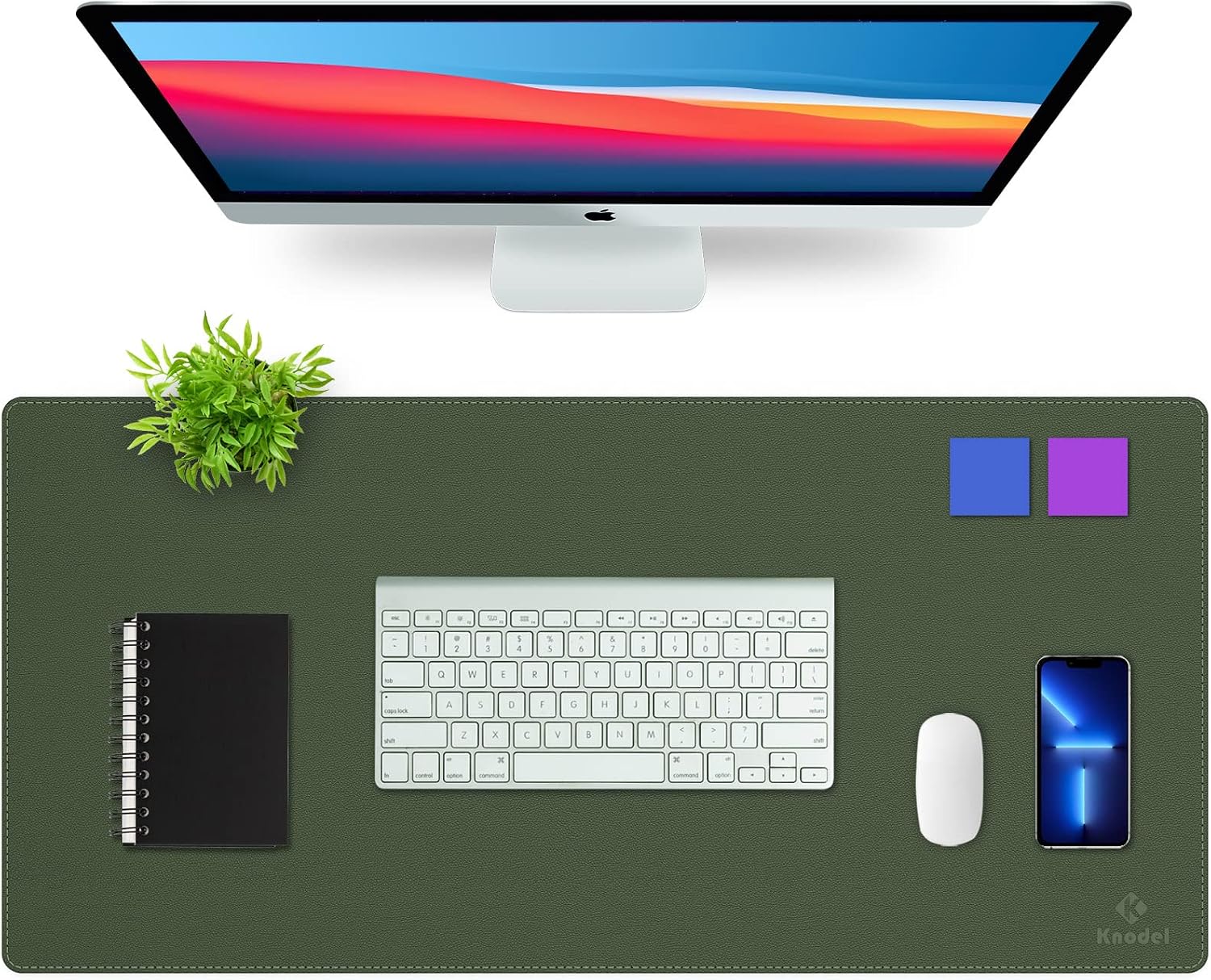 Detalle de K KNODEL Sewing Leather Desk Mat (Large) – Waterproof PVC leather mouse and keyboard pad for home and office