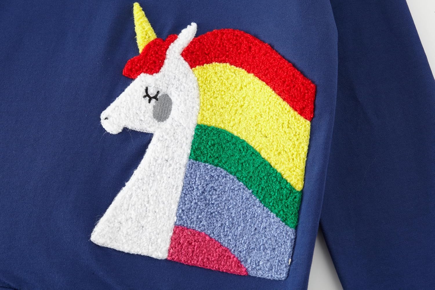 Detalle de SOIBEEN Mädchen Sweatshirt 2‑Pack Einhorn Hoodie mit Rundhalsausschnitt, Langarm, Baumwoll-Polyester-Mischung – 1–10 Jahre