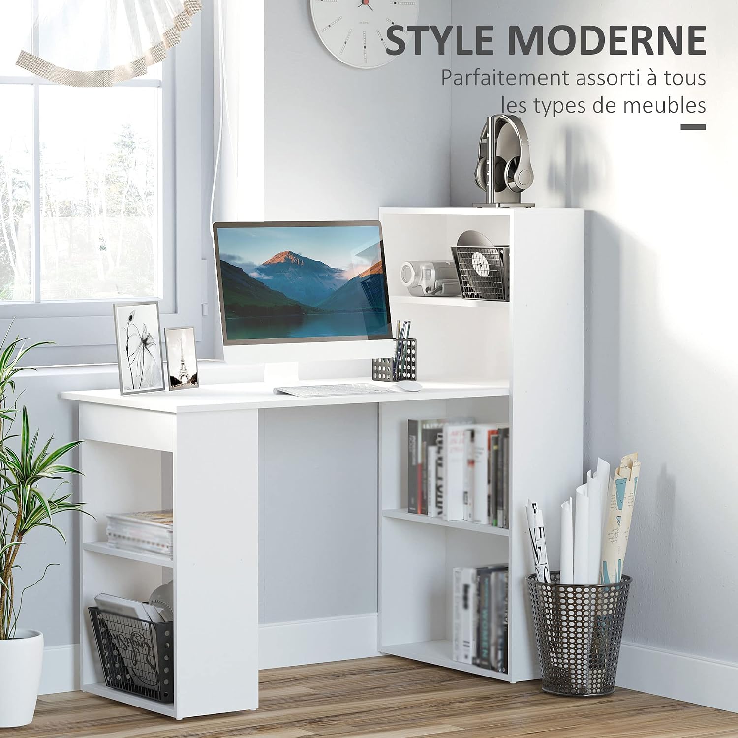 Detalle 2 de HOMCOM Bureau Informatique 120 x 55 x 120 cm