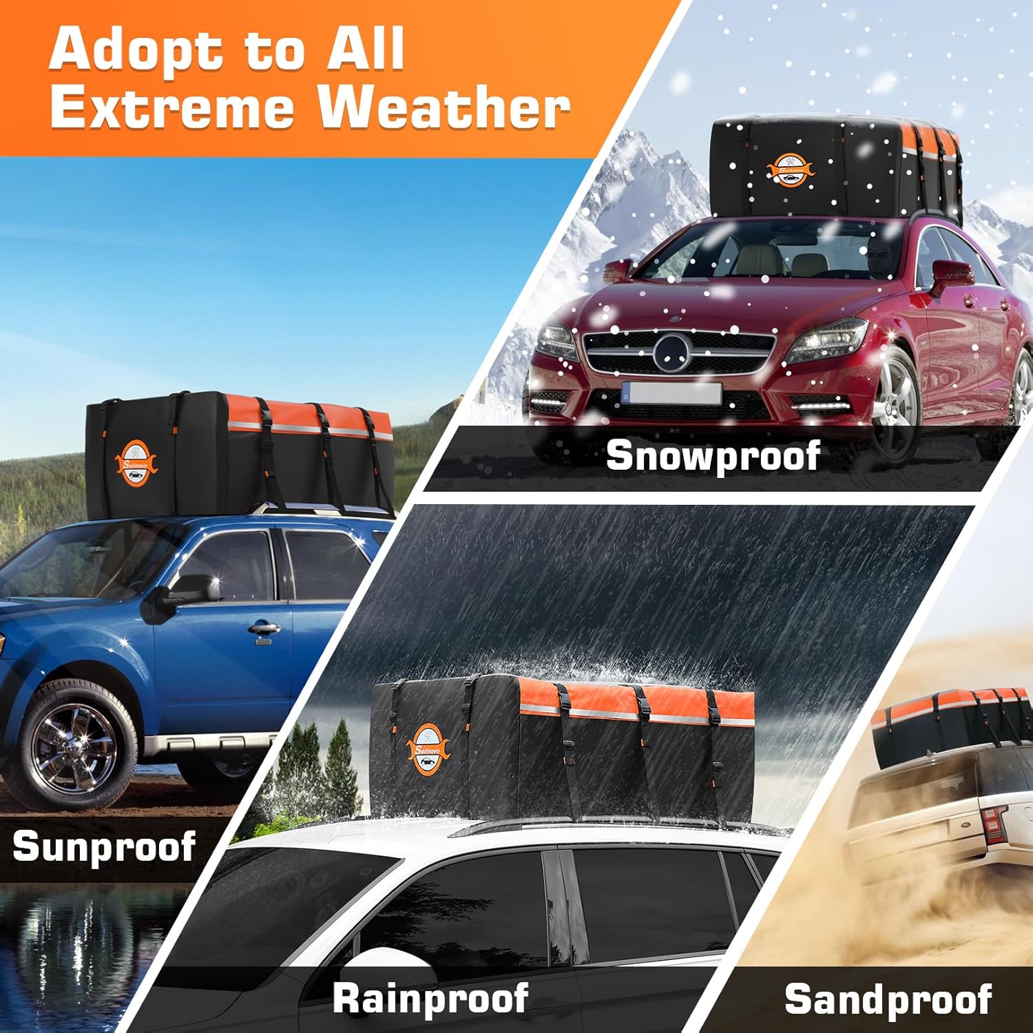Thumbnail 5 de Sailnovo 20 Cubic Feet Foldable Car Roof Bag with 6 Door Hooks and Anti-Slip Mat