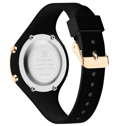 Thumbnail 2 de LN LENQIN Montre Femme R046-Black Gold Black : chronomètre digital 30 m, LED et alarmes