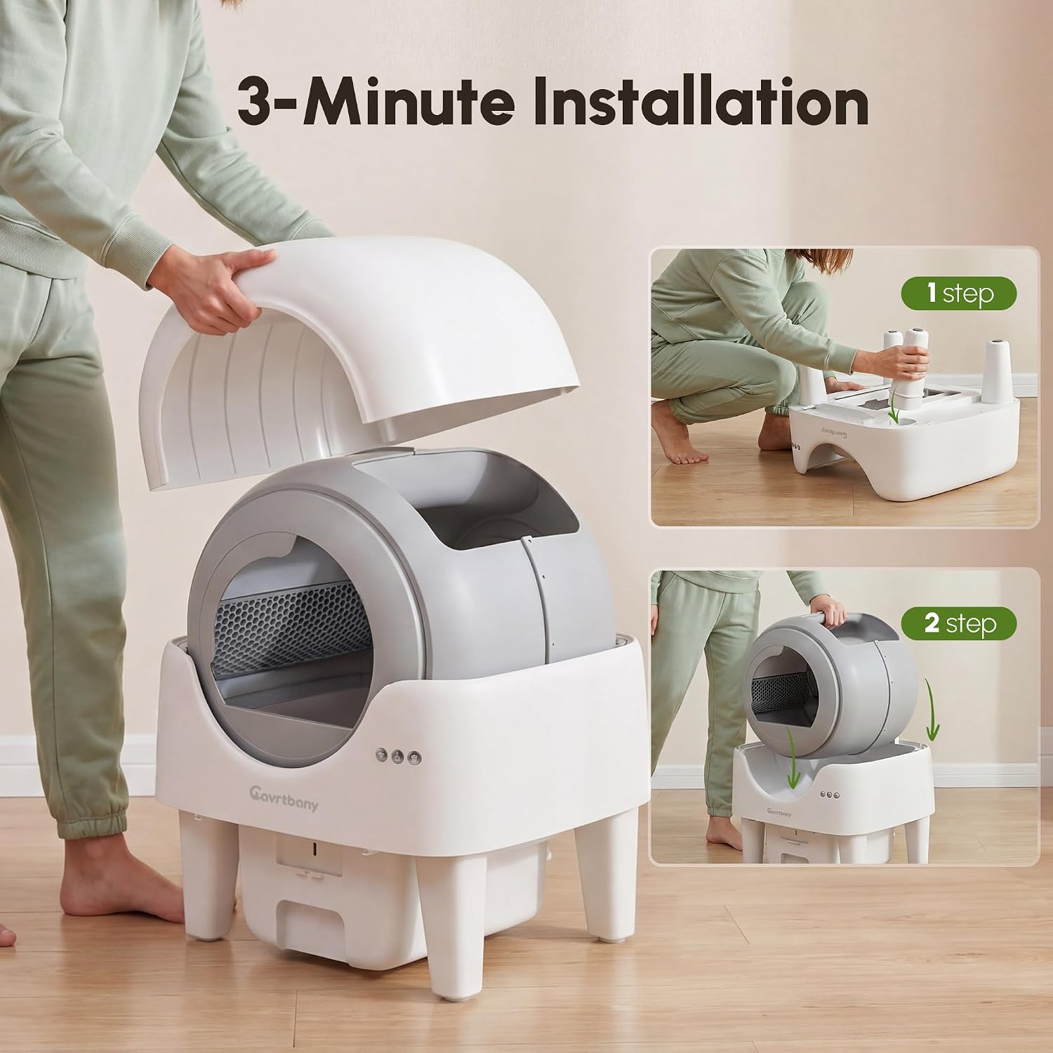 Detalle 2 de Cavrtbany Automatic Litter Box 15L Waste Bin